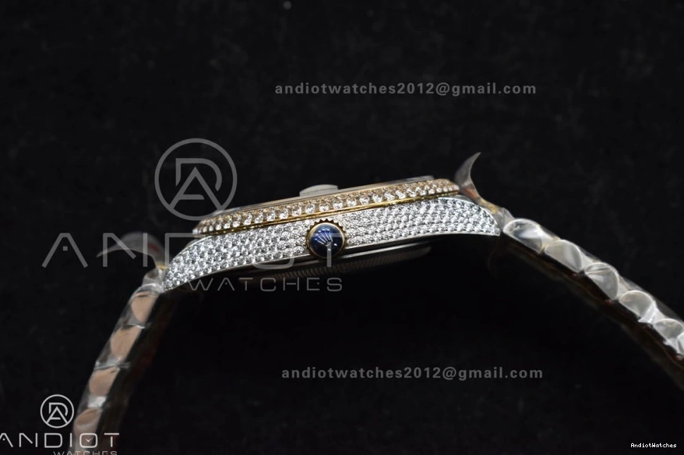 Gold Dial DateJust Tone 2 1196 Best Roman 41mm TWD Flexible Diamond Yellow Version 0727